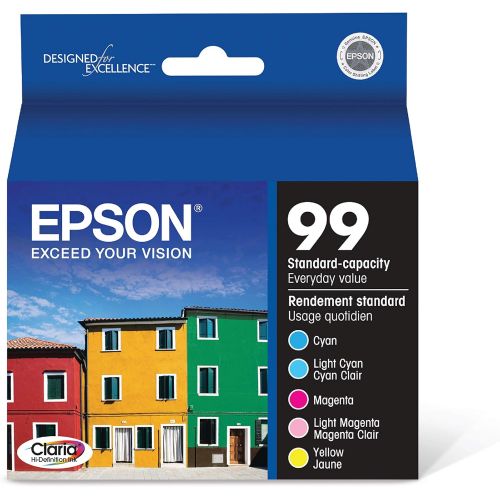 엡손 Epson T099 Claria Hi-Definition Ink Standard Capacity 5 Color Cartridge Combo Pack (T099920-S) for select Epson Artisan Printers