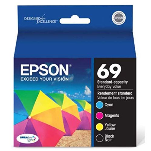 엡손 Genuine Epson 69 ink cartridges 4 Pack in Original Bulk Packaging for Epson CX6000 CX7400 CX7450 CX8400 CX9400F CX9475 NX100 NX1