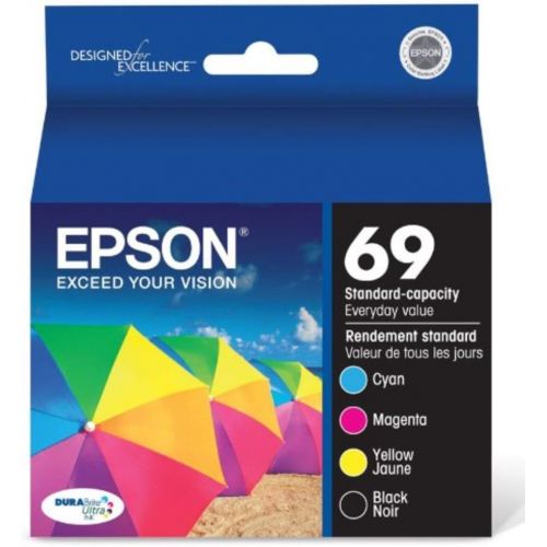 엡손 Genuine Epson 69 ink cartridges 4 Pack in Original Bulk Packaging for Epson CX6000 CX7400 CX7450 CX8400 CX9400F CX9475 NX100 NX1