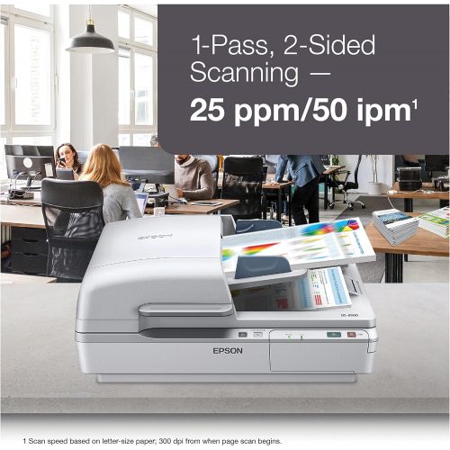 엡손 Epson WorkForce DS-6500 Sheet-Fed, Color Document & Image Scanner, 100 page Auto Document Feeder (ADF) & Duplex (B11B205221)