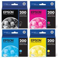 Genuine Epson 200 DURABrite Ultra Color (Black/Cyan/Magenta/Yellow) Ink 4-Pack (Includes 1 Each of T200120, T200220, T200320, T200420)