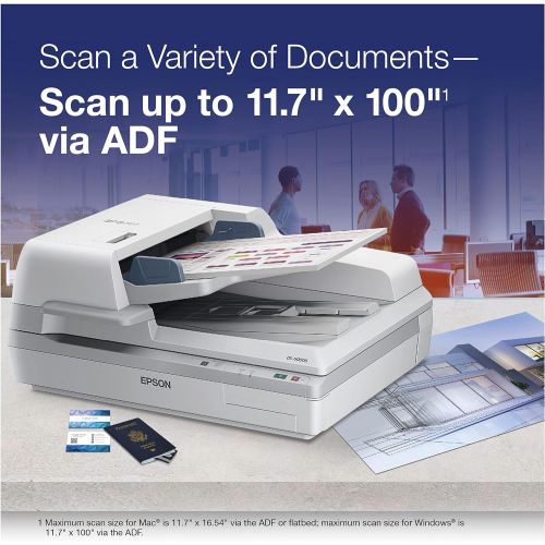 엡손 Epson DS-60000 Large-Format Document Scanner: 40ppm, TWAIN & ISIS Drivers, 3-Year Warranty with Next Business Day Replacement