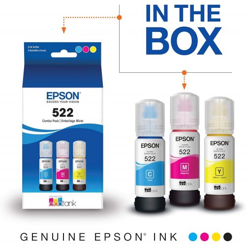 엡손 Epson T522520 EcoTank Ink Bottle - Color Multi Pack (for use with EcoTank ET-2720, ET-4700) & T522120 EcoTank Ink Bottle - Black (for use with EcoTank ET-2720, ET-4700), Standard C