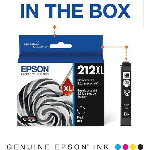 엡손 Epson T212 Claria Standard Capacity Cartridge Ink - Black and Color Combo Pack & T212XL120 Expression Home XP-4100 4105 Workforce WF-2830 2850 212XL Ink Cartridge (Black) in Retail