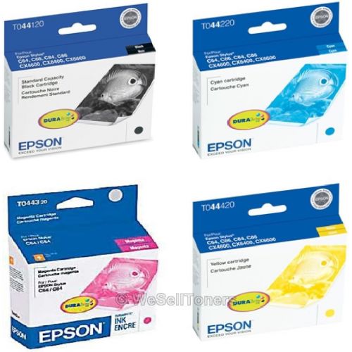 엡손 Epson Ink Cartridge Multipack with 1 Each T044120 Black, T044220 Cyan, T044320 Magenta, T044420 Yellow