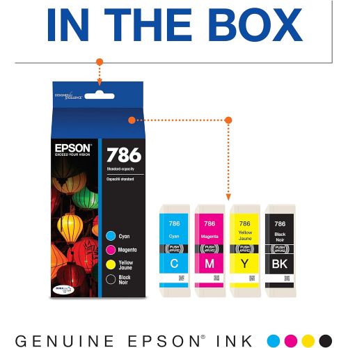 엡손 Epson T786120-BCS DURABrite Ultra Black and Color Combo Pack Standard Capacity Cartridge Ink, Black, Cyan, Magenta, Yellow