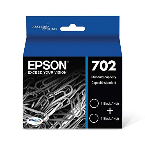 엡손 Epson T702 DURABrite Ultra Ink Standard Capacity Black Dual Cartridge Pack (T702120-D2) for select Epson WorkForce Pro Printers