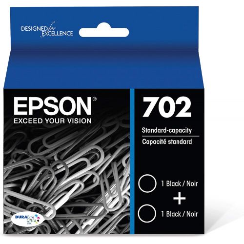 엡손 Epson T702 DURABrite Ultra Ink Standard Capacity Black Dual Cartridge Pack (T702120-D2) for select Epson WorkForce Pro Printers