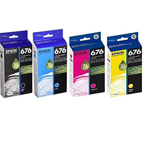 엡손 Genuine Epson 676XL DURABrite Ultra Color (Black,Cyan,Magenta,Yellow) Ink Cartridge 4-Pack (Includes 1 each of T676XL120,T676XL2