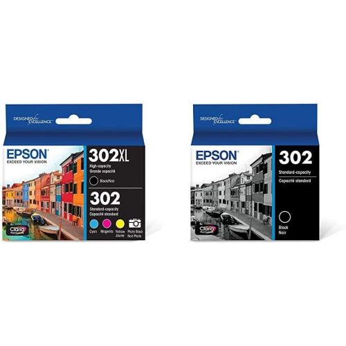 엡손 Epson T302XL-BCS Claria Premium Ink Cartridge Multi-Pack - High-Capacity Black and Standard-Capacity Photo Black and Color (CMYPB) & T302 Claria Premium Standard-Capacity Ink Cartr