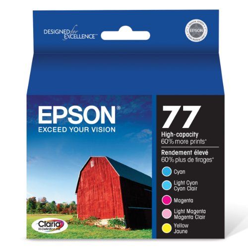 엡손 Epson T077 Claria Hi-Definition Ink Standard Capacity 5 Color Cartridge Combo Pack (T077920) for select Epson Artisan Photo Printers