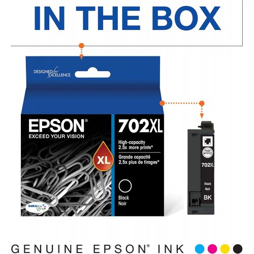 엡손 Epson T702120-BCS DURABrite Ultra Black and Color Combo Pack Standard Capacity Cartridge Ink & T702XL120-S DURABrite Ultra Black High Capacity Cartridge Ink