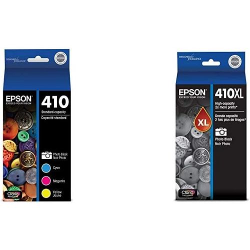 엡손 Epson T410520-S Claria Premium Multipack Ink,Photo Black and Color Combo Pack & 410XL Photo Black Ink Cartridge, High Capacity (T410XL120)