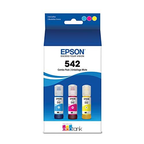 엡손 Epson T542 EcoTank Ink Ultra-high Capacity Bottle Color Combo Pack (T542520-S) for Select Epson EcoTank Printers