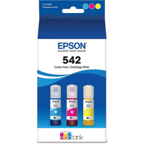 엡손 Epson T542 EcoTank Ink Ultra-high Capacity Bottle Color Combo Pack (T542520-S) for Select Epson EcoTank Printers