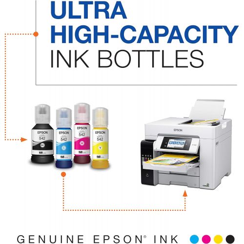 엡손 Epson T542 EcoTank Ink Ultra-high Capacity Bottle Color Combo Pack (T542520-S) for Select Epson EcoTank Printers