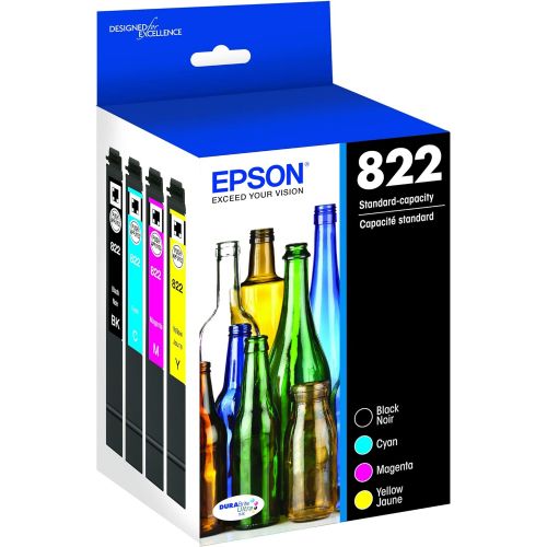 엡손 Epson T822 DURABrite Ultra -Ink Standard Capacity Black & Color -Cartridge Combo Pack (T822120-BCS) for Select Epson Workforce Pro Printers