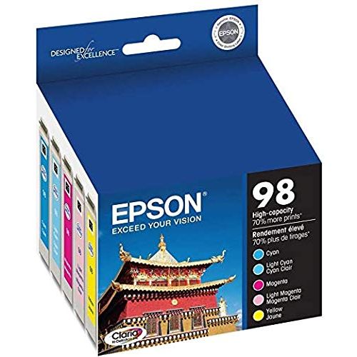엡손 Full SET (6 Cartridges) 98 High Capacity Genuine Cartridges for Epson Artisan 700 800 710 810