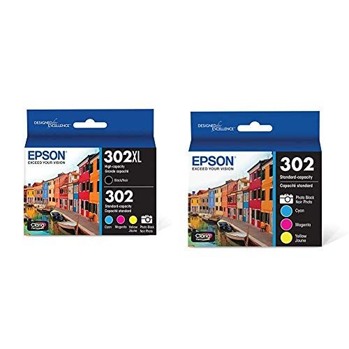 엡손 Epson T302XL-BCS Claria Premium Ink Cartridge Multi-Pack - High-Capacity Black and Standard & T302 Claria Standard-Capacity Ink Cartridge Multi-Pack - Photo Black and Color