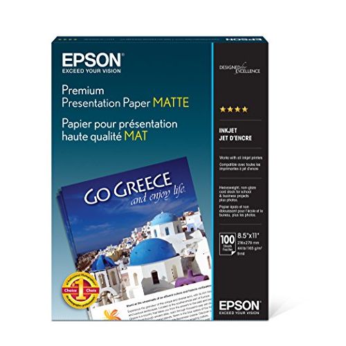 엡손 Epson Premium Presentation Paper MATTE (8.5x11 Inches, 100 Sheets) (S042180),Black