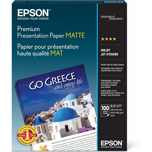 엡손 Epson Premium Presentation Paper MATTE (8.5x11 Inches, 100 Sheets) (S042180),Black