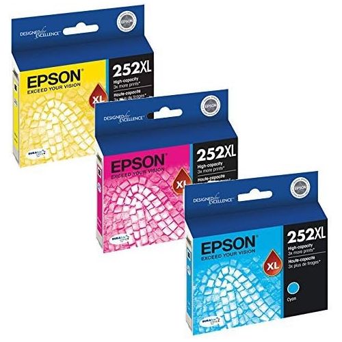 엡손 Epson T252XL220, T252XL320, T252XL420 High Yield Ink Cartridge Set Colors only (CMY)