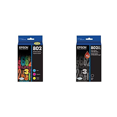 엡손 Epson T802520 DURABrite Ultra Color Combo Pack Standard Capacity Cartridge Ink & T802XL120 DURABrite Ultra Black High Capacity Cartridge Ink