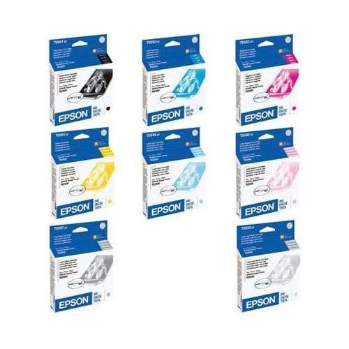 엡손 Epson 8 Color Ink Set Bundle w/Photo Black for Stylus R2400 Inkjet Printer