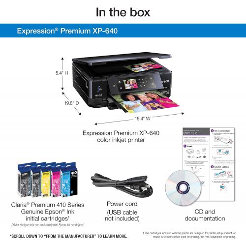 엡손 Epson XP-640 Wireless Color Photo Printer 2.7, Amazon Dash Replenishment Ready