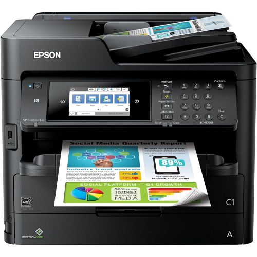 엡손 Epson Workforce Pro ET-8700 EcoTank Color All-in-One Supertank Printer with Scanner, Copier and Fax, WiFi & Ethernet Connectivity