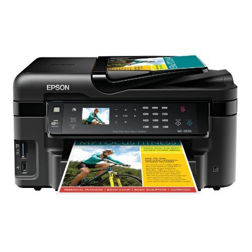 엡손 Epson WorkForce WF-3520 Wireless All-in-One Color Inkjet Printer, Copier, Scanner, 2-Sided Duplex, ADF, Fax. Prints from Tablet/Smartphone. AirPrint Compatible (C11CC33201)