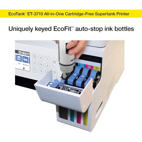 엡손 Epson Ecotank Et-3710 Wireless Color Inkjet All-in-One Supertank Printer, White