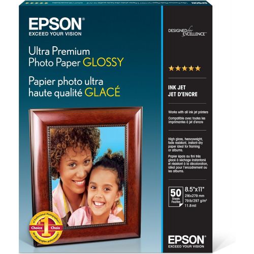 엡손 Epson Ultra Premium Photo Paper GLOSSY (8.5x11 Inches, 50 Sheets) (S042175),White