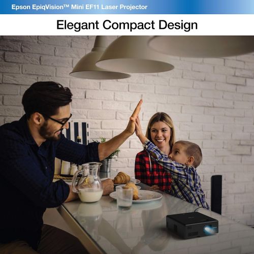 엡손 Epson EpiqVision Mini EF11 Laser Projector, 3LCD, Portable, Full HD 1080p, 1000 lumens Color Brightness and White Brightness, Compatible with Roku, FireTV, Chromecast, Playstation,