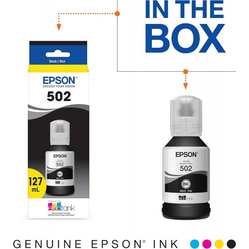 엡손 Epson T502 EcoTank Ink Ultra-high Capacity Bottle Black (T502120-S) for select Epson EcoTank Printers