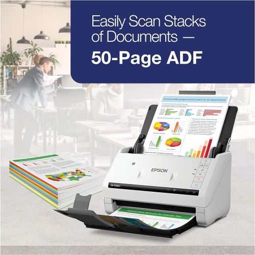 엡손 Epson DS-575W II Wireless Color Duplex Document Scanner for PC and Mac with 50-Page Auto Document Feeder (ADF), Twain and ISIS Drivers, Epson Smart Panel Mobile App