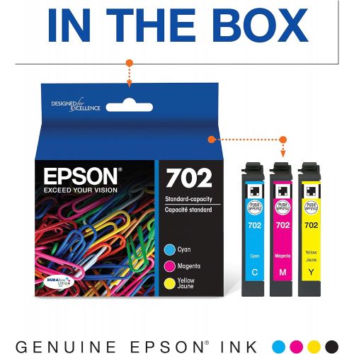 엡손 Epson T702 DURABrite Ultra -Ink Standard Capacity Color Combo Pack (T702520-S) for select Epson WorkForce Pro Printers
