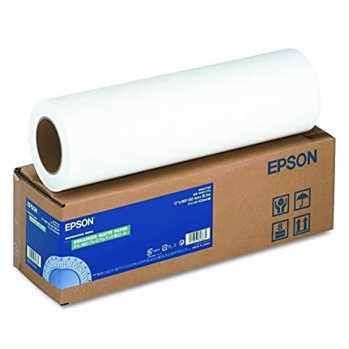 엡손 Epson Professional Media Enhanced Paper MATTE (17 Inches x 100 Feet, Roll) (S041725), Bright White
