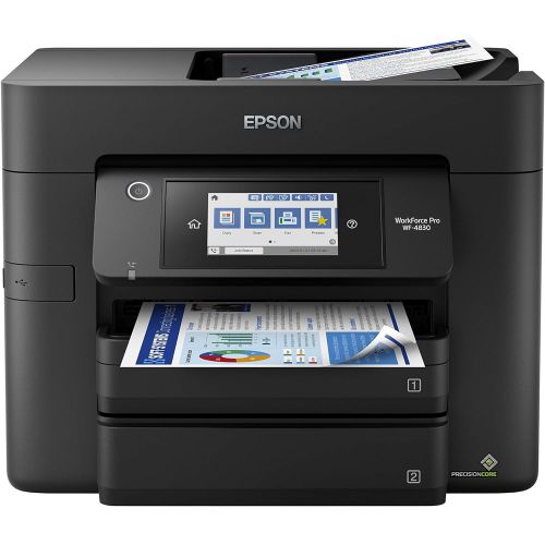 엡손 Epson Workforce Pro WF-4830 Wireless All-in-One Printer with Auto 2-Sided Print, Copy, Scan and Fax, 50-Page ADF, 500-sheet Paper Capacity, and 4.3 Color Touchscreen, Works with Al