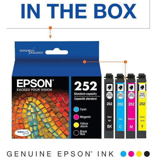 엡손 Epson T252 DURABrite Ultra Ink Standard Capacity Black & Color Cartridge Combo Pack (T252120-BCS) for select Epson WorkForce Printers