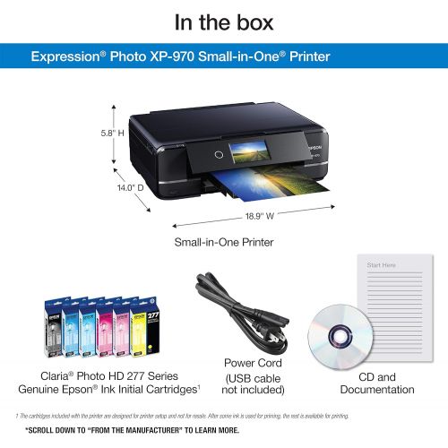 엡손 Epson Expression Photo XP-970 Wireless Color Photo Printer with Scanner and Copier