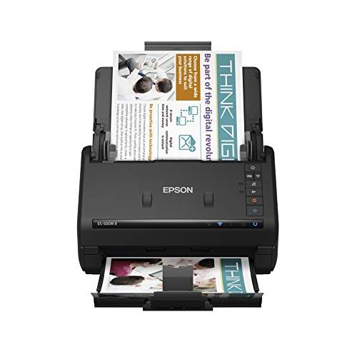 엡손 Epson Workforce ES-500W II Wireless Color Duplex Desktop Document Scanner for PC and Mac, with Auto Document Feeder (ADF) and Scan from Smartphone or Tablet