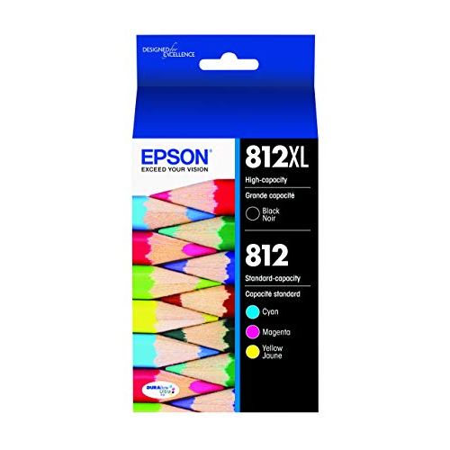 엡손 Epson T812 DURABrite Ultra Ink High Capacity Black & Standard Color Cartridge Combo Pack (T812XL-BCS) for select Epson WorkForce Pro Printers