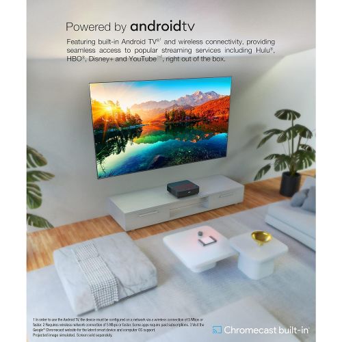 엡손 Epson EpiqVision Ultra Short Throw LS300 3LCD Smart Laser Projector, 3600 Lumens Color & White Brightness, HDR, Android TV, Yamaha Speakers, Bluetooth, Sports, Gaming, Movies & Str