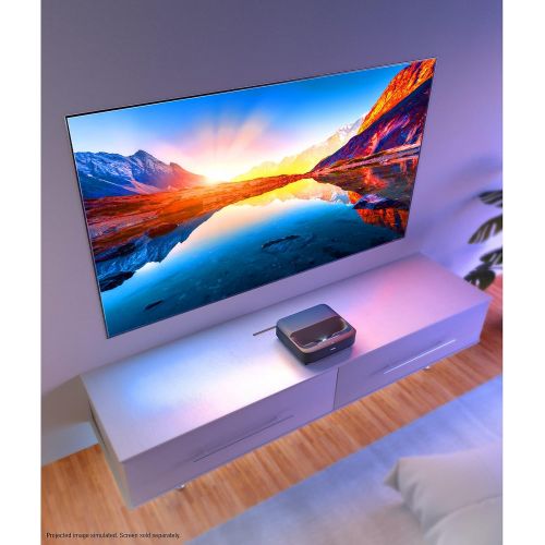 엡손 Epson EpiqVision Ultra Short Throw LS300 3LCD Smart Laser Projector, 3600 Lumens Color & White Brightness, HDR, Android TV, Yamaha Speakers, Bluetooth, Sports, Gaming, Movies & Str