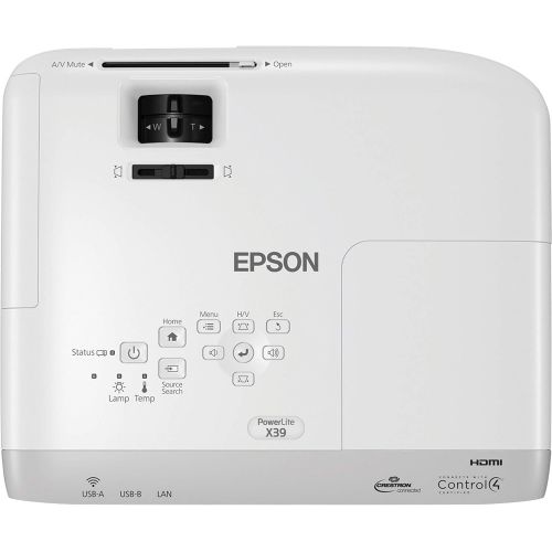 엡손 Epson PowerLite X39 LCD Projector - 4:3 - White, Gray