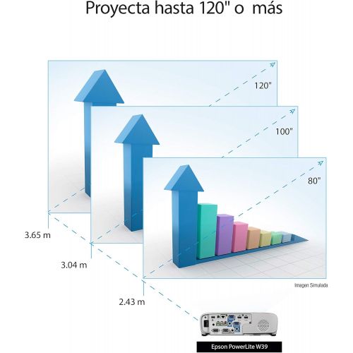 엡손 Epson PowerLite W39 LCD Projector - 16:10