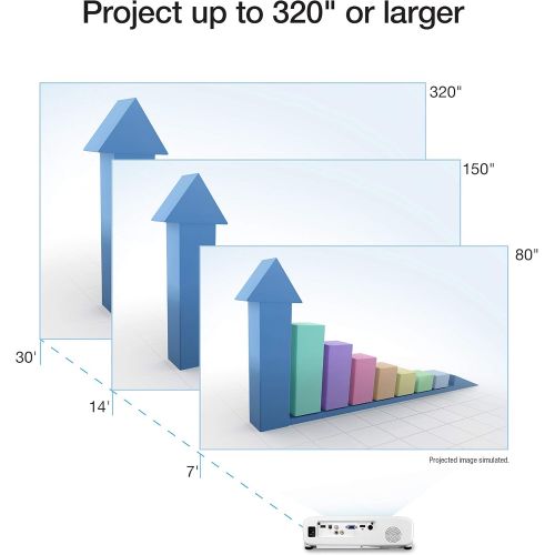 엡손 Epson Pro EX7280 3-Chip 3LCD WXGA Projector, 4,000 Lumens Color Brightness, 4,000 Lumens White Brightness, HDMI, Built-in Speaker, 16,000:1 Contrast Ratio