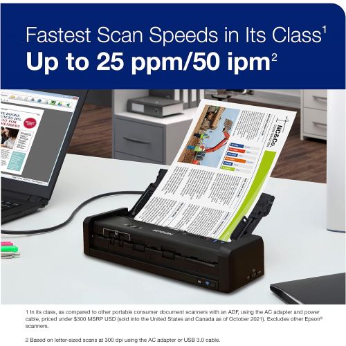 엡손 [아마존베스트]Epson WorkForce ES-300W Wireless Color Portable Document Scanner with ADF for PC and Mac, Sheet-fed and Duplex Scanning