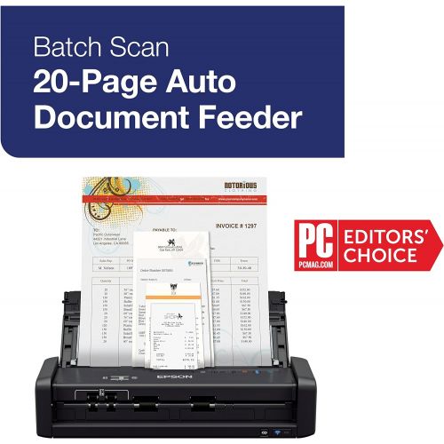 엡손 [아마존베스트]Epson WorkForce ES-300W Wireless Color Portable Document Scanner with ADF for PC and Mac, Sheet-fed and Duplex Scanning